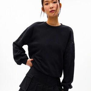 NWT GAP Vintage Soft Eyelet Sleeve Sweatshirt, Black, Size S, SOLD OUT @ GAP!